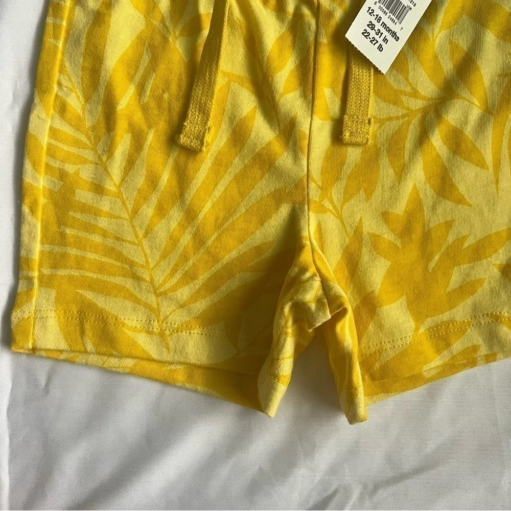 NWT Baby Gap Yellow Floral Print Pull On Shorts Size 12-18 Months